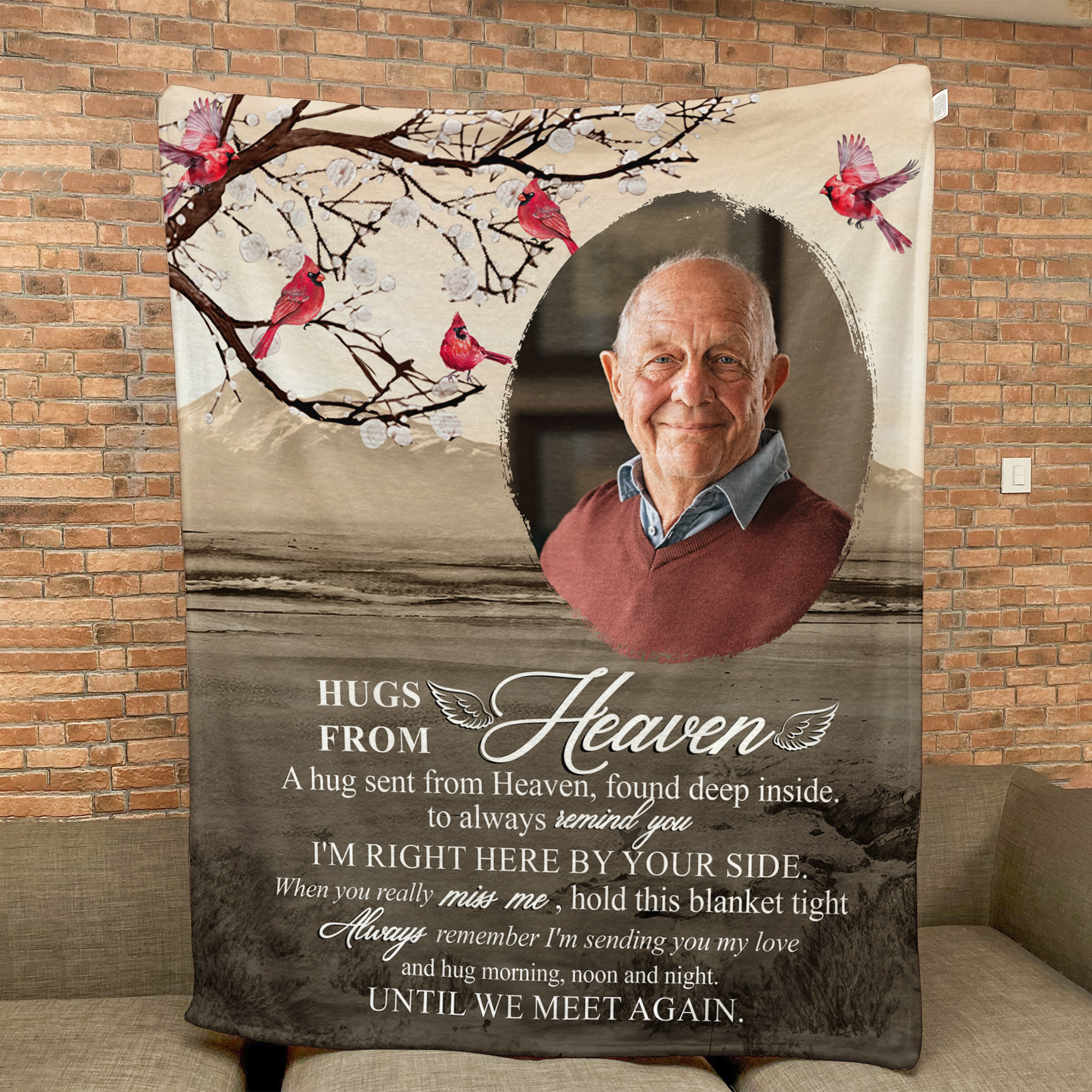 Hugs From Heaven Until We Meet Again - Personalized Photo Blanket