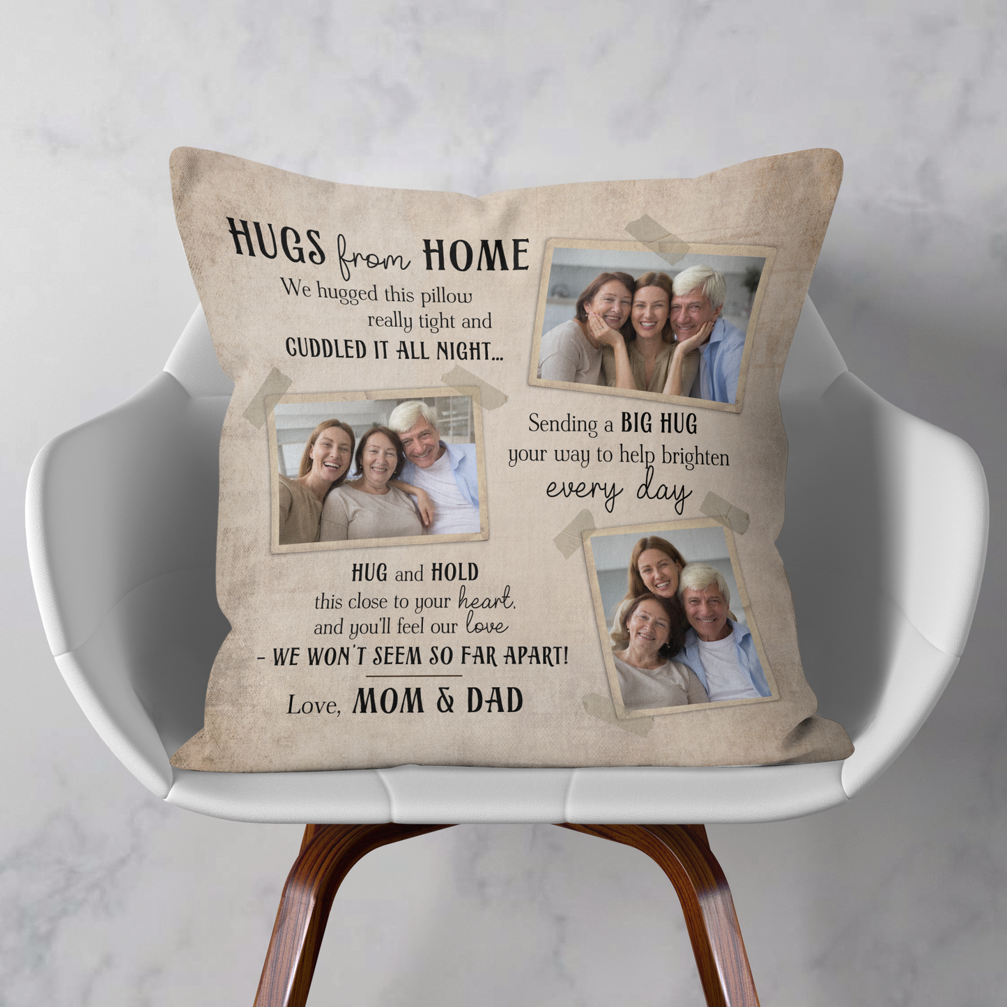 Hugs From Home - Personalized Photo Pillow (Insert Included)