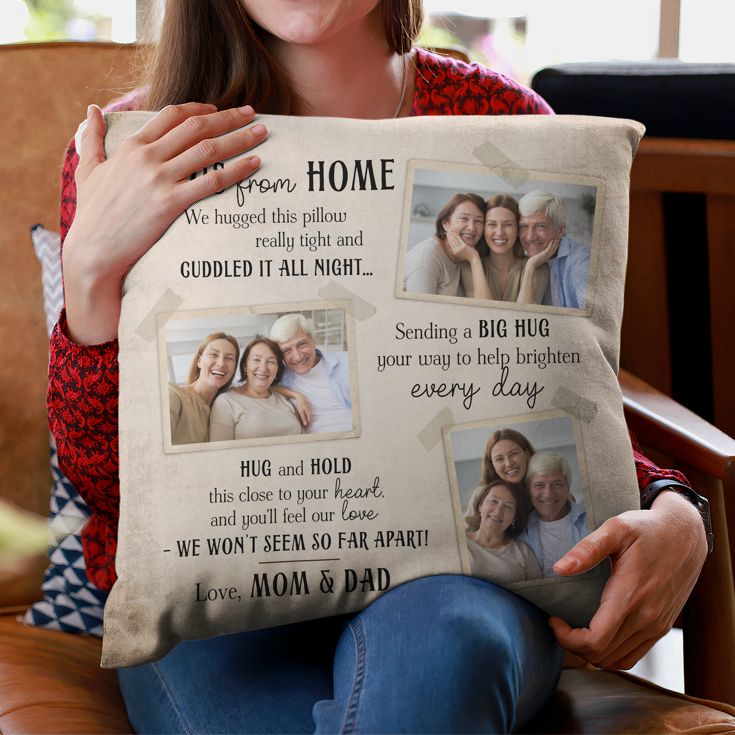 Hugs From Home - Personalized Photo Pillow (Insert Included)