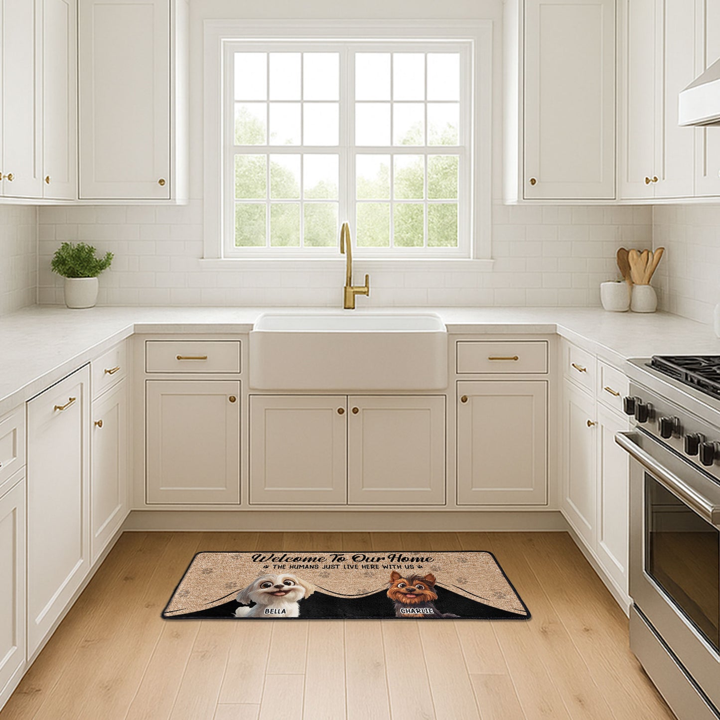 Human Just Live Here With Us - Personalized Runner Rug