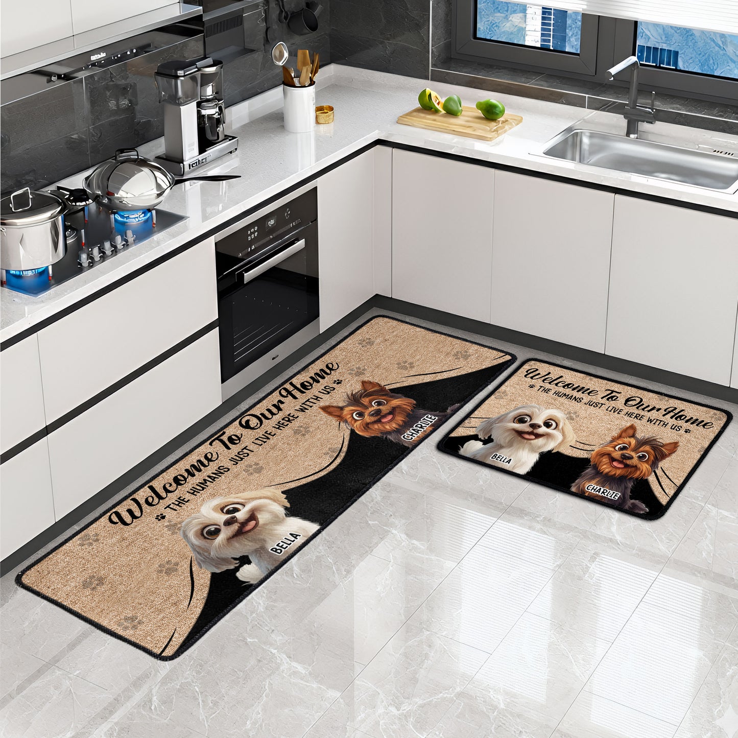 Human Just Live Here With Us - Personalized Runner Rug