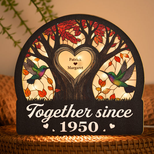 Hummingbird Couple Tree Of Life Anniversary Gift - Personalized Lantern Night Light