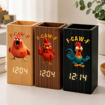 Humorous-F-Caw-F-For-Coworkers,-Friends,-Boss,-Family-Funny-Exchange-Gift-Personalized-Pen-Holder-With-Clock-1