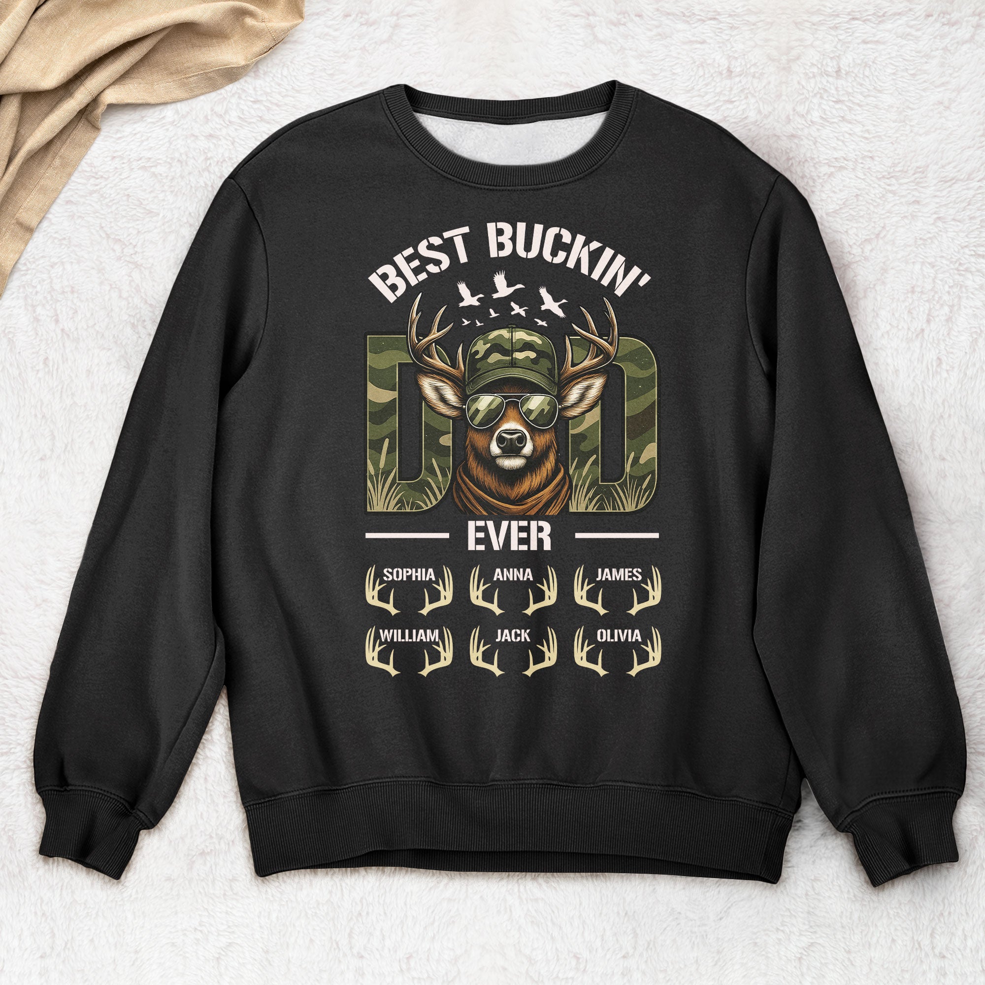 Hunter Dad Best Buckin' Dad Custom Kids Name - Personalized Shirt