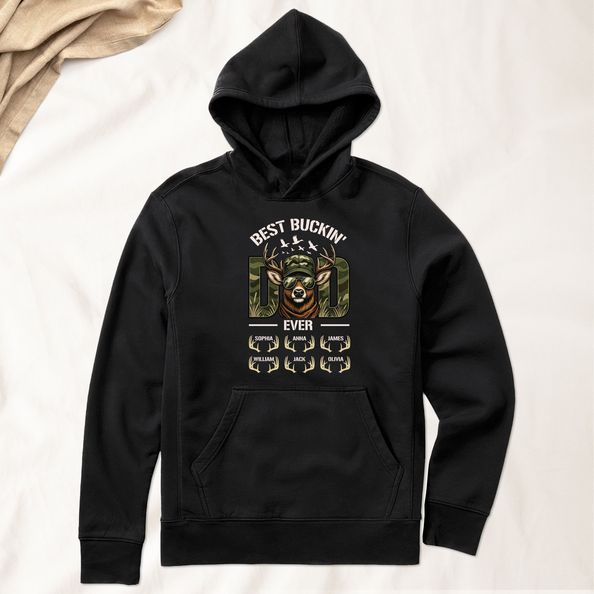 Hunter Dad Best Buckin' Dad Custom Kids Name - Personalized Shirt