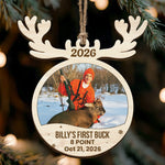 Hunting First Memorable Moment With Kid - Personalized Wooden Photo Ornament