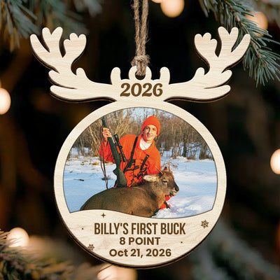 Hunting First Memorable Moment With Kid - Personalized Wooden Photo Ornament