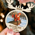 Hunting First Memorable Moment With Kid - Personalized Wooden Photo Ornament