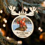 Hunting First Memorable Moment With Kid - Personalized Wooden Photo Ornament