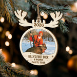 Hunting First Memorable Moment With Kid - Personalized Wooden Photo Ornament