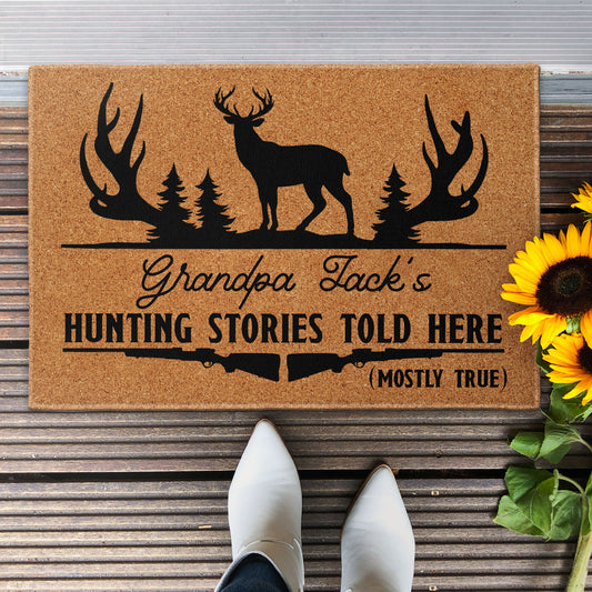 Hunting Stories Told Here  - Personalized Doormat