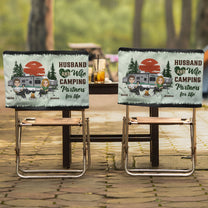 Husband And Wife Camping Partners For Life - Personalized Folding Chair Cover