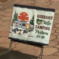 Husband And Wife Camping Partners For Life - Personalized Folding Chair Cover