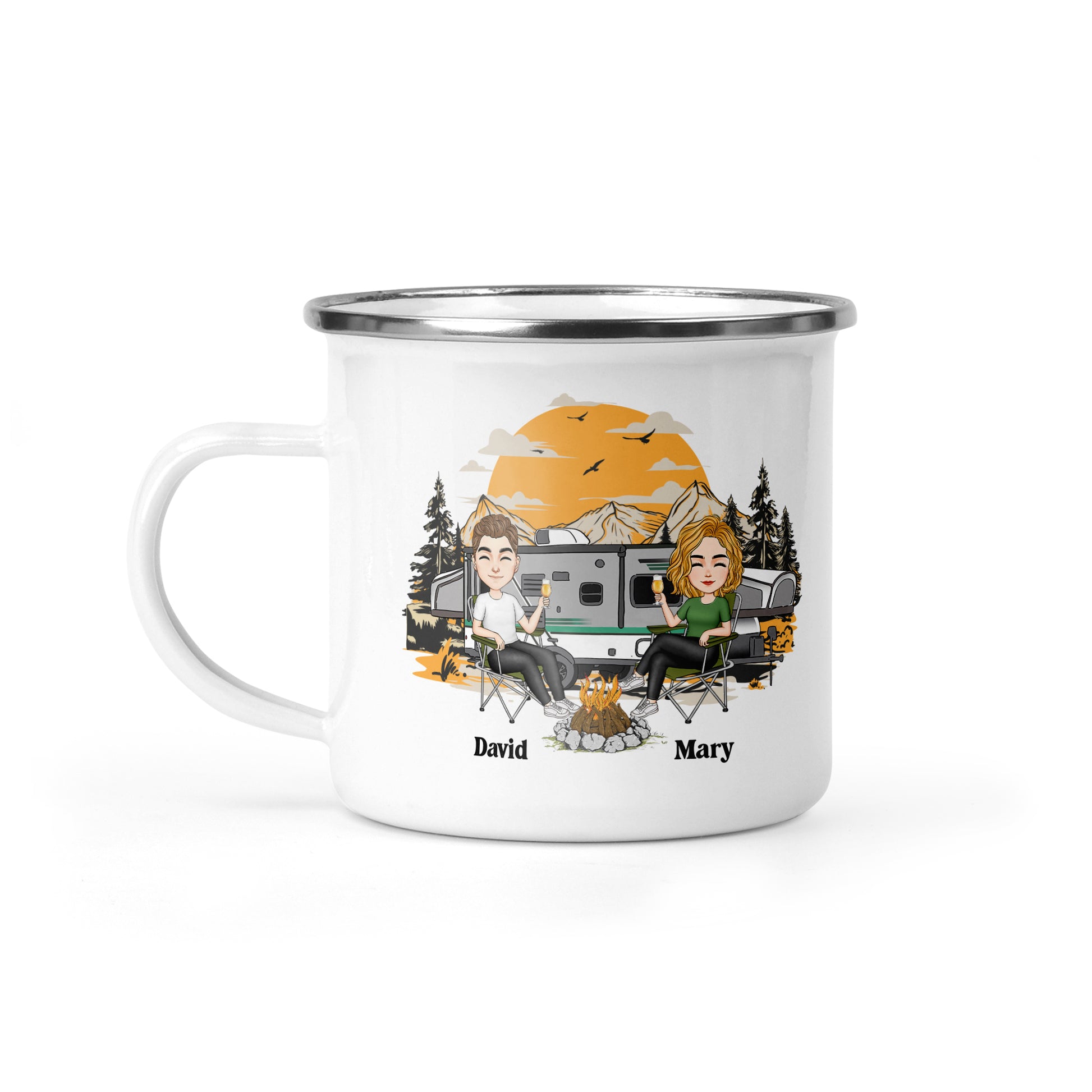 Enamel Camping Mug. Campers Life Quote Cup 12 oz. Happy Camper Coffee Mug  Gift.