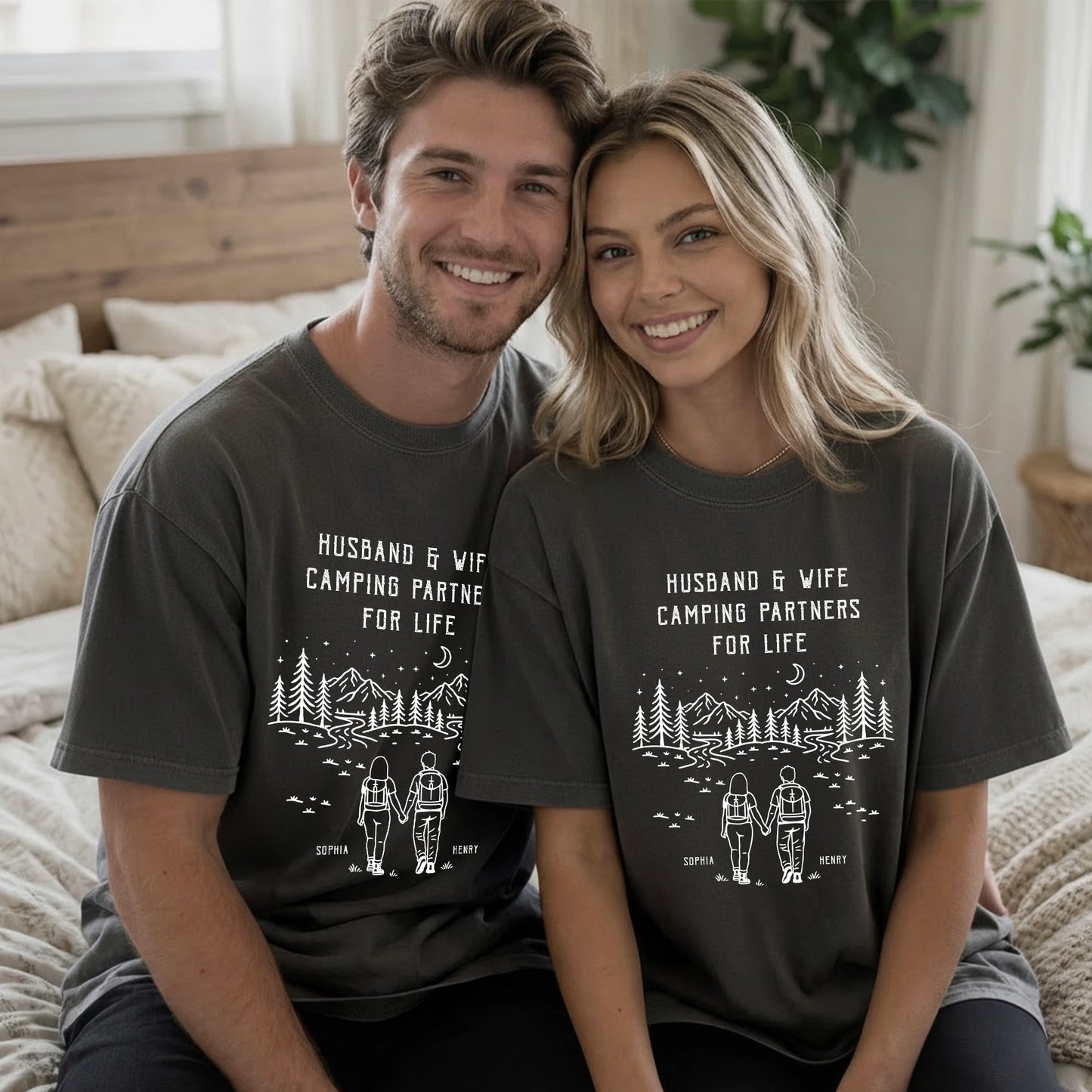Husband And Wife Camping Partners For Life - Personalized Shirt