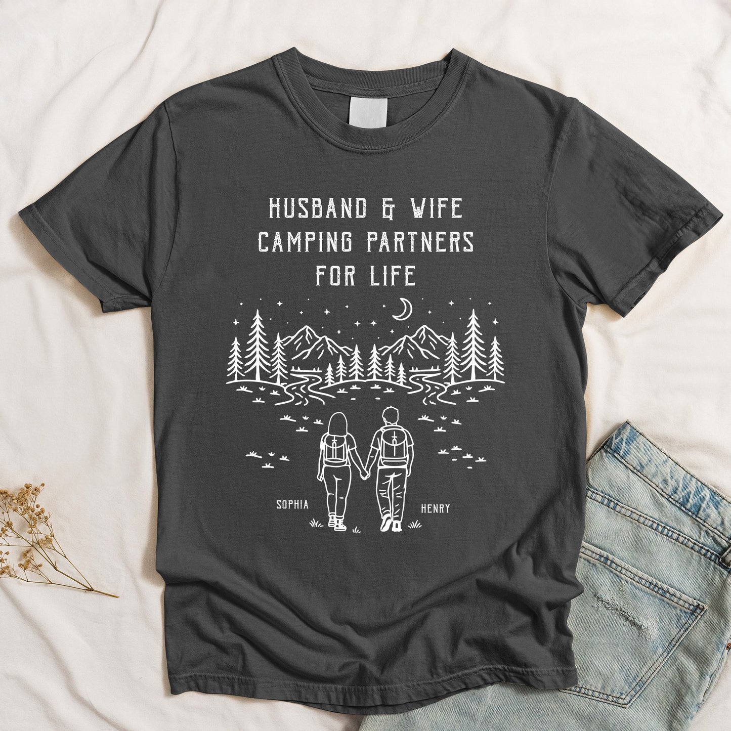 Husband And Wife Camping Partners For Life - Personalized Shirt