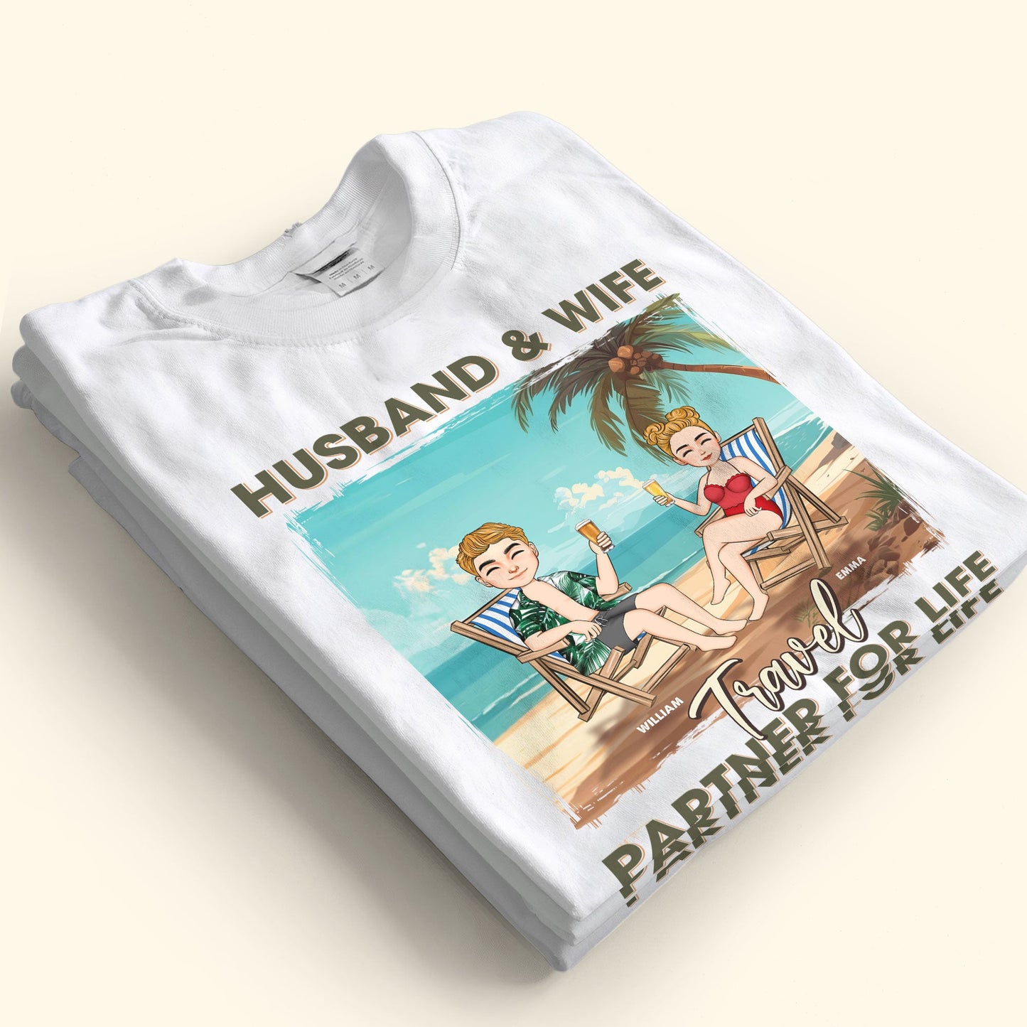 Husband & Wife Travel Partner For Life - Personalized Matching Couple Shirts