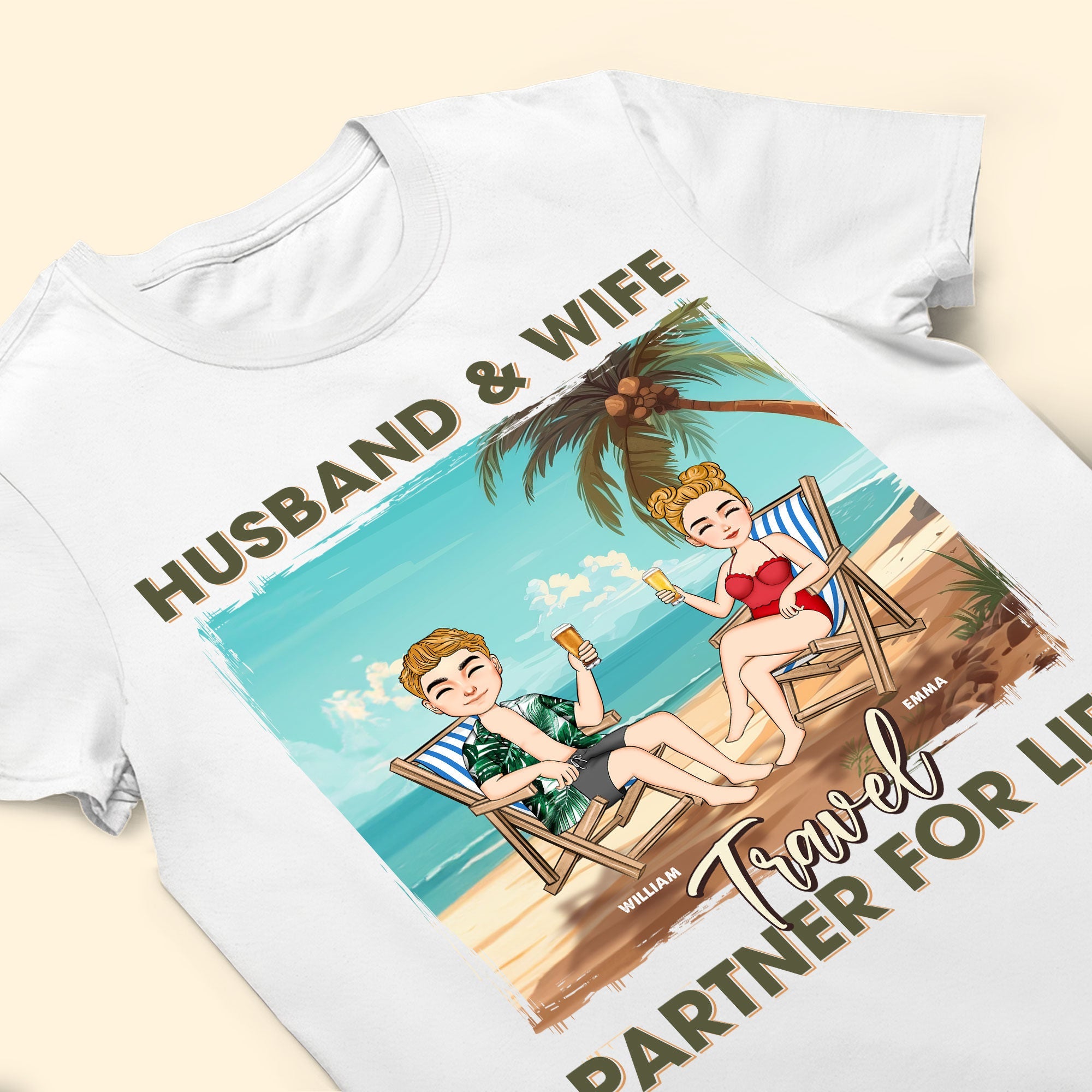 Husband & Wife Travel Partner For Life - Personalized Shirt