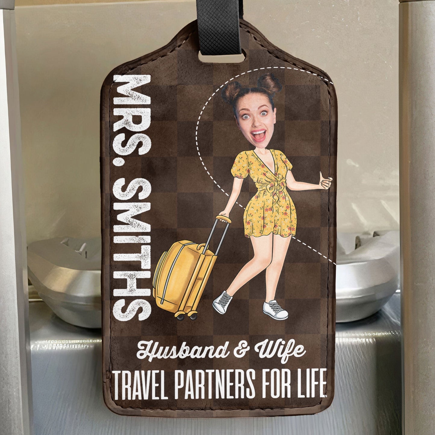 Husband & Wife Travel Partners For Life - Personalized Photo Luggage Tag