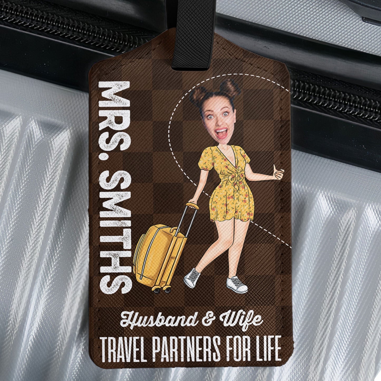Husband & Wife Travel Partners For Life - Personalized Photo Luggage Tag