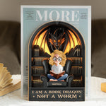 I Am A Book Dragon Not A Worm - Custom Wood Book Ends