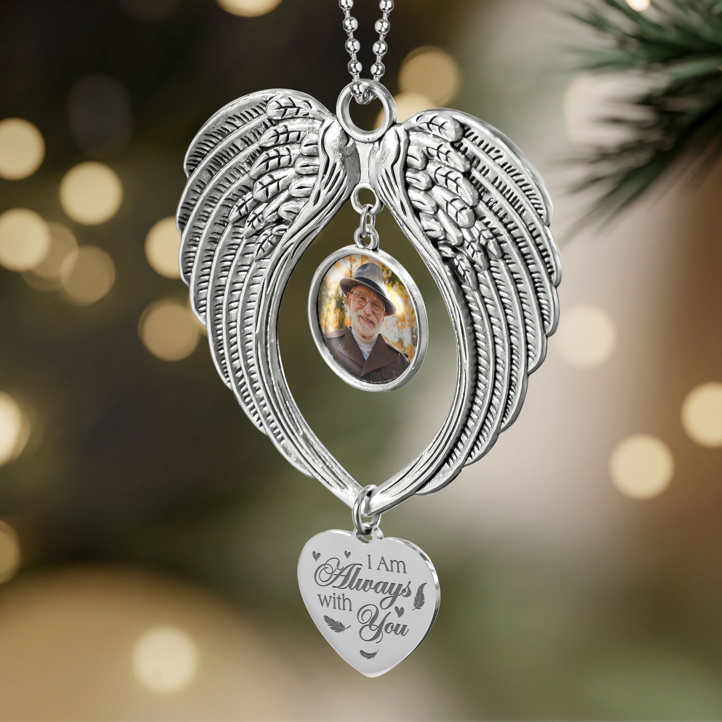 I Am Always With You - Custom Angel Wings Photo Ornament