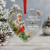 I Am Always With You Memorial Orrnament - Personalized Heart Glass Photo Ornament