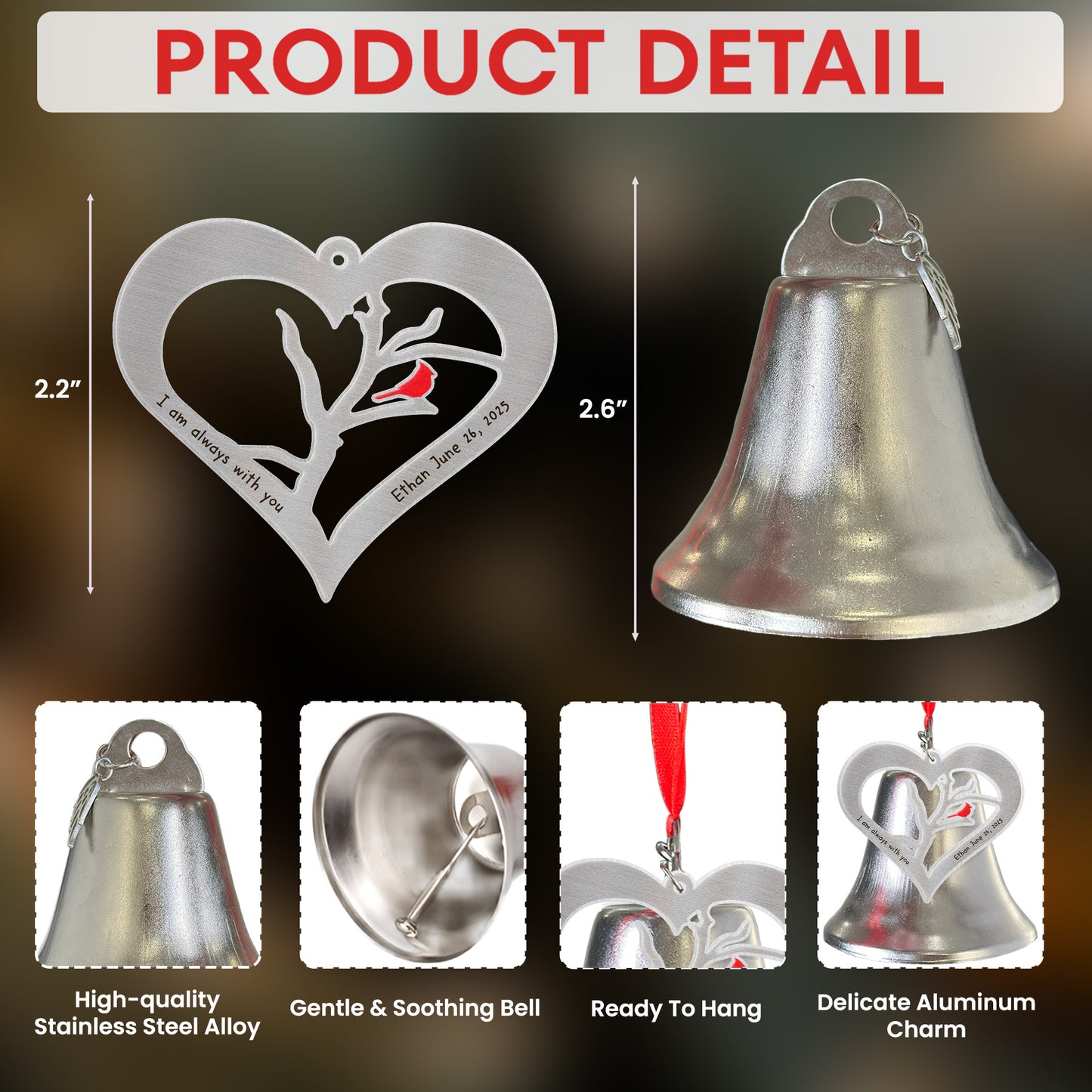 I Am Always With You - Personalized Bell Ornament With Charms