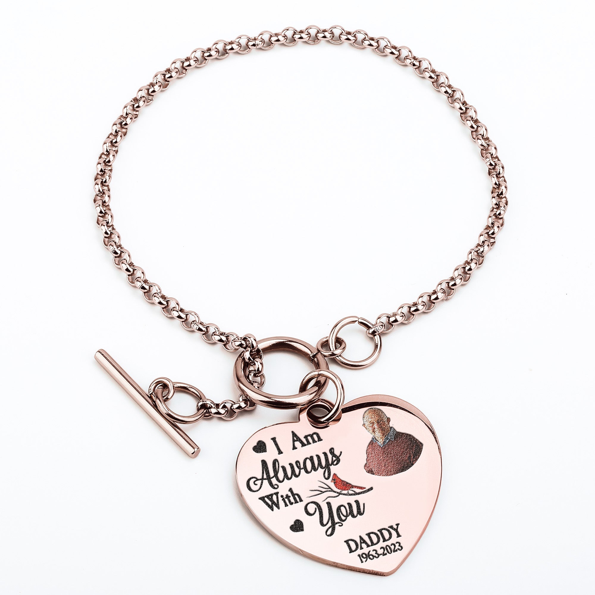  I Am Always With You - Personalized Photo Heart Bracelet