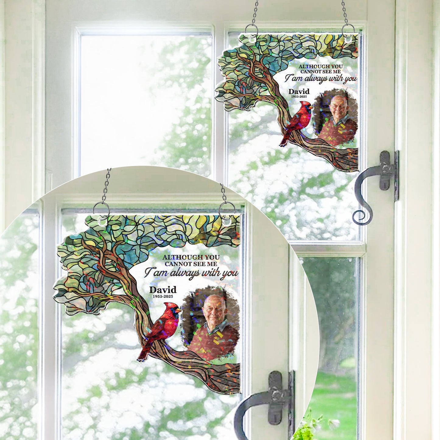 I Am Always With You - Personalized Photo Window Corner Suncatcher