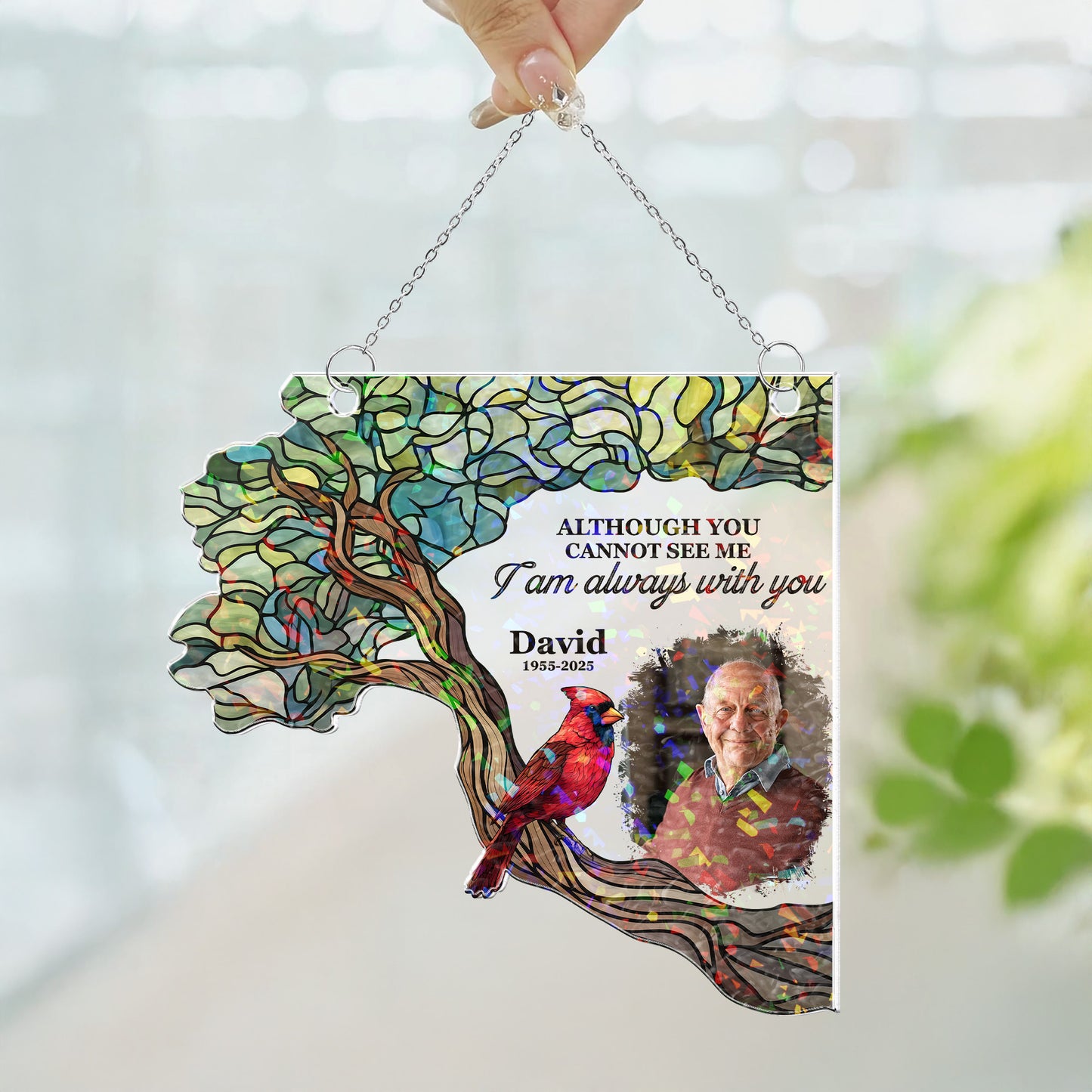 I Am Always With You - Personalized Photo Window Corner Suncatcher