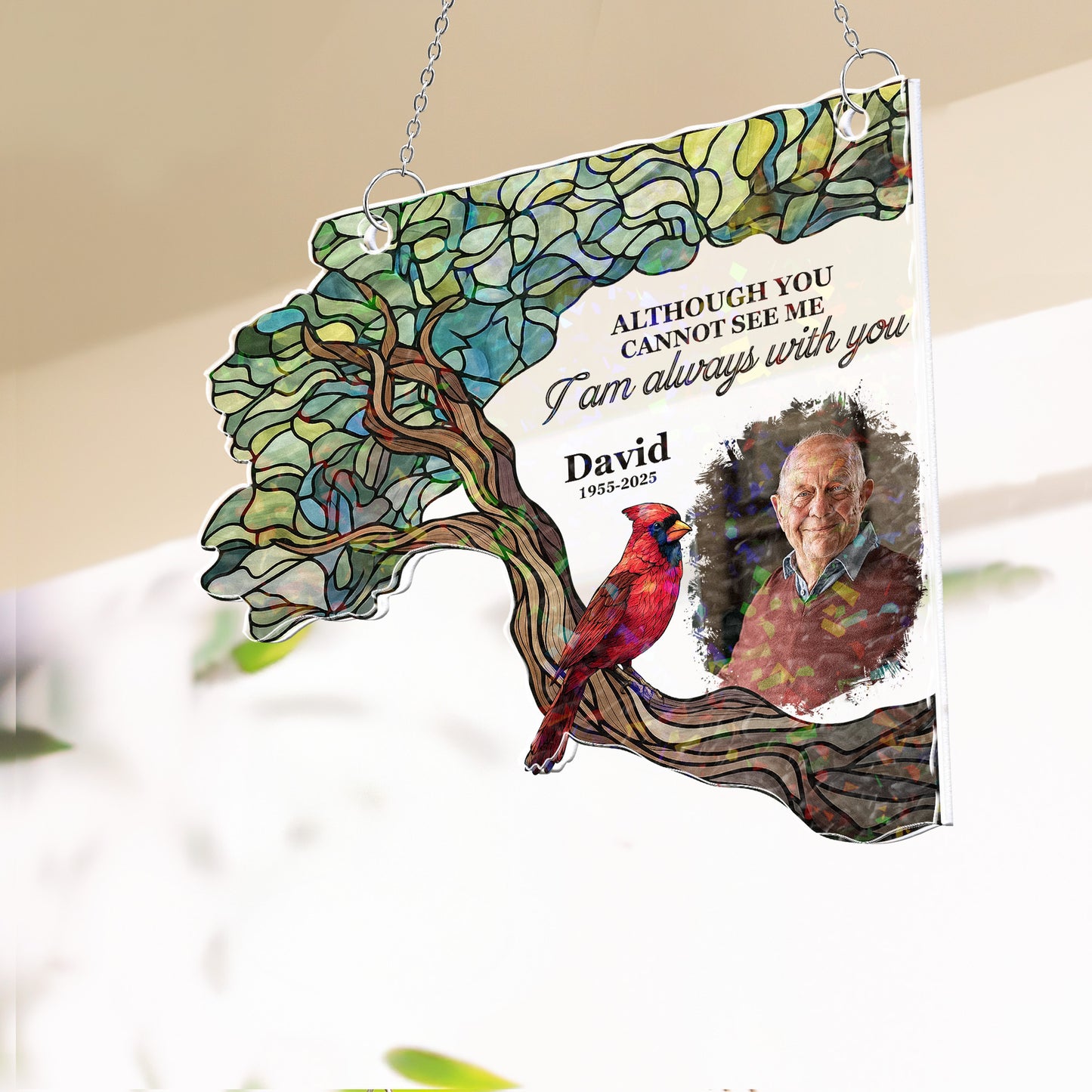 I Am Always With You - Personalized Photo Window Corner Suncatcher