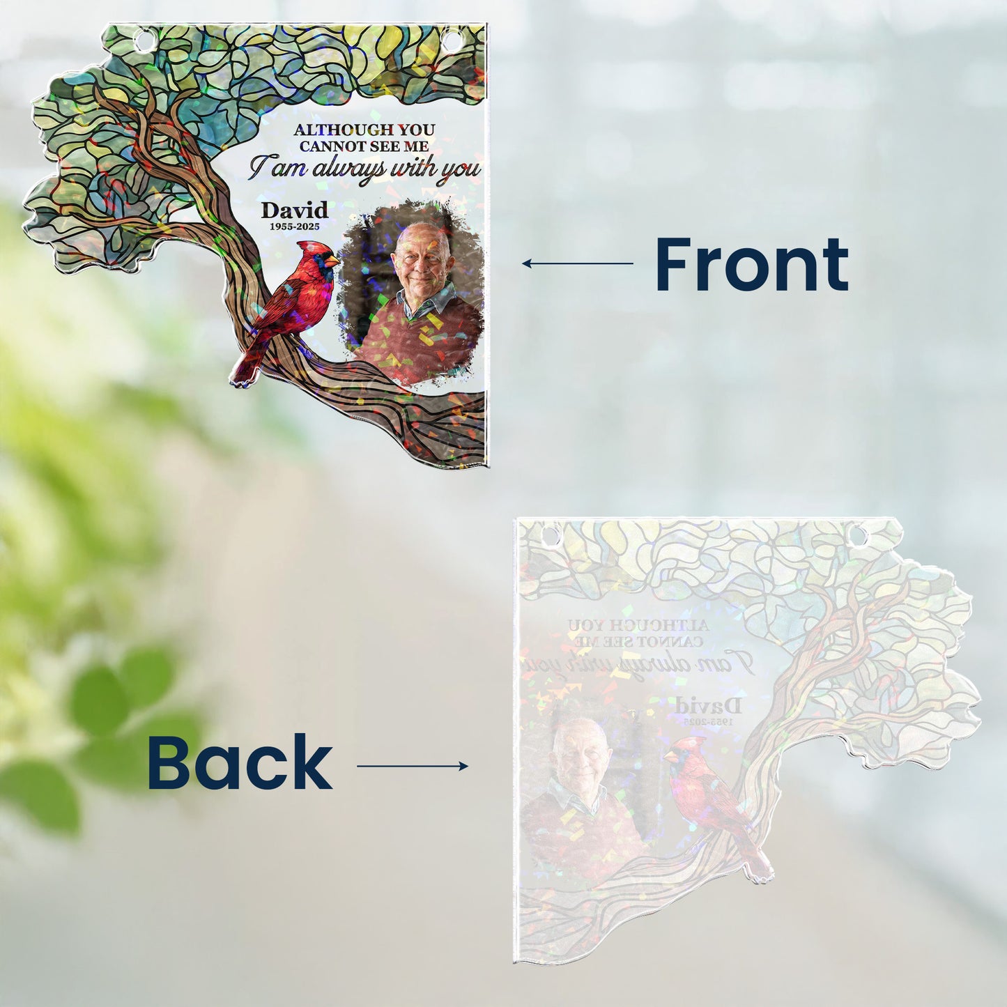 I Am Always With You - Personalized Photo Window Corner Suncatcher