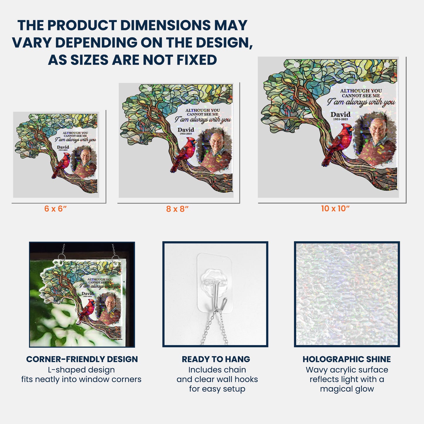 I Am Always With You - Personalized Photo Window Corner Suncatcher