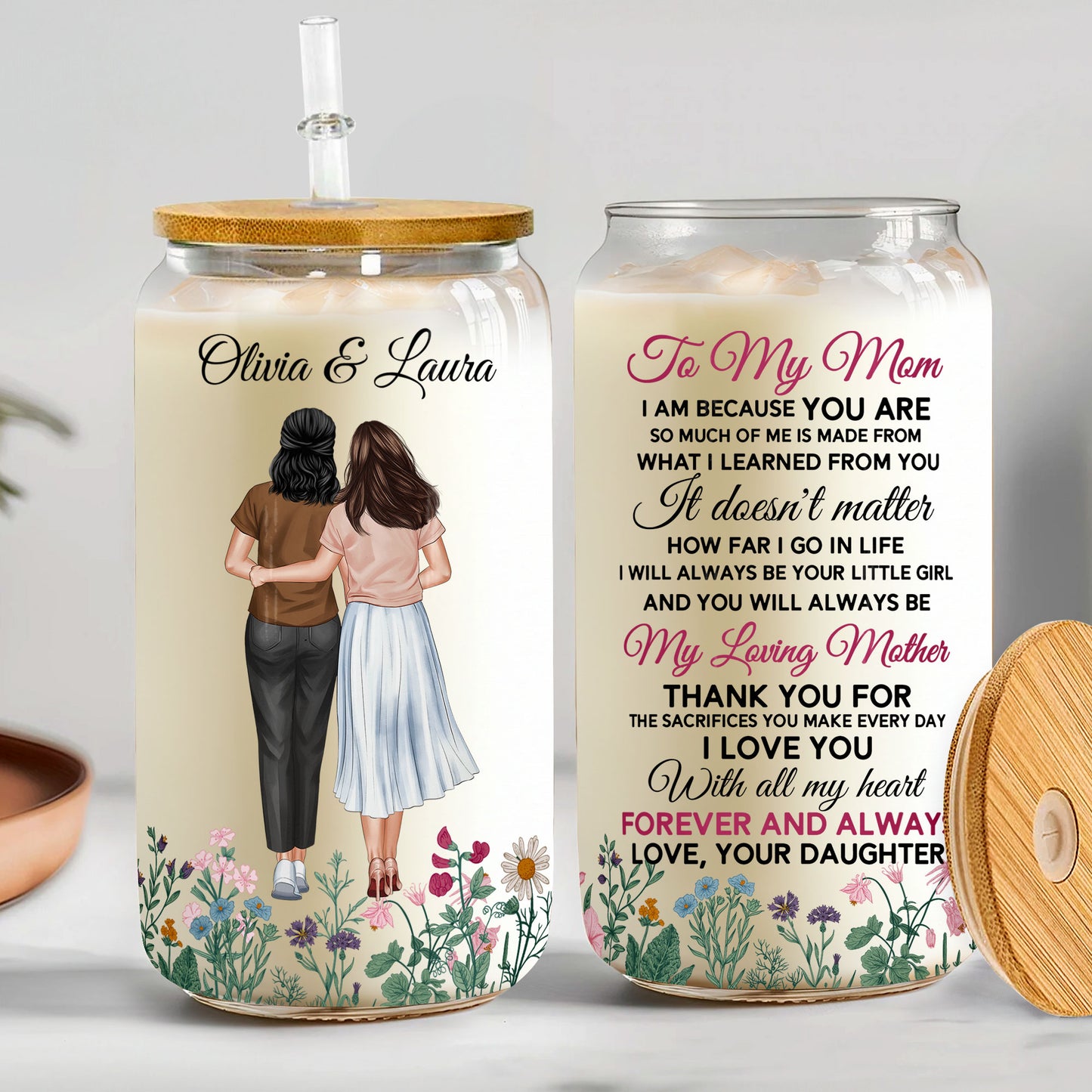 I Am Because You Are - Personalized Clear Glass Can