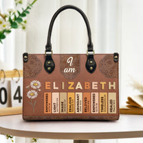 I Am Birth Flower Letter In Bible - Personalized Leather Bag