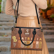I Am Birth Flower Letter In Bible - Personalized Leather Bag