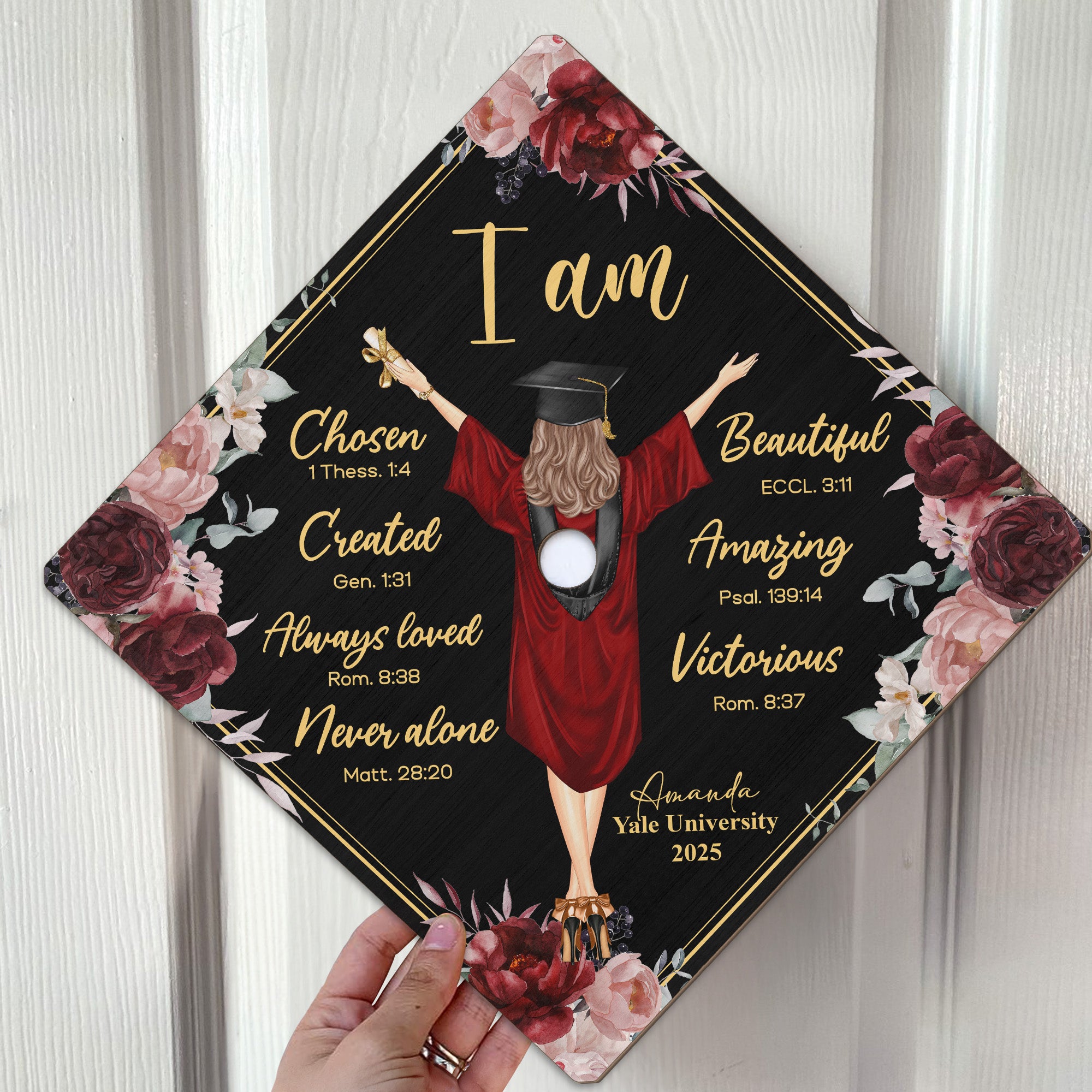 I Am Chosen Created Loved - Personalized Graduation Cap Topper