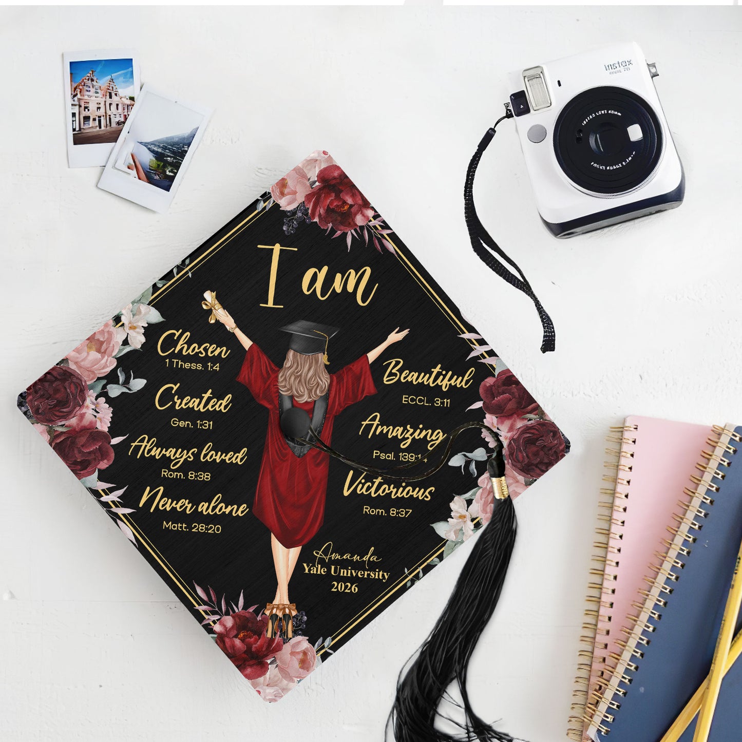 I Am Chosen Created Loved - Personalized Graduation Cap Topper