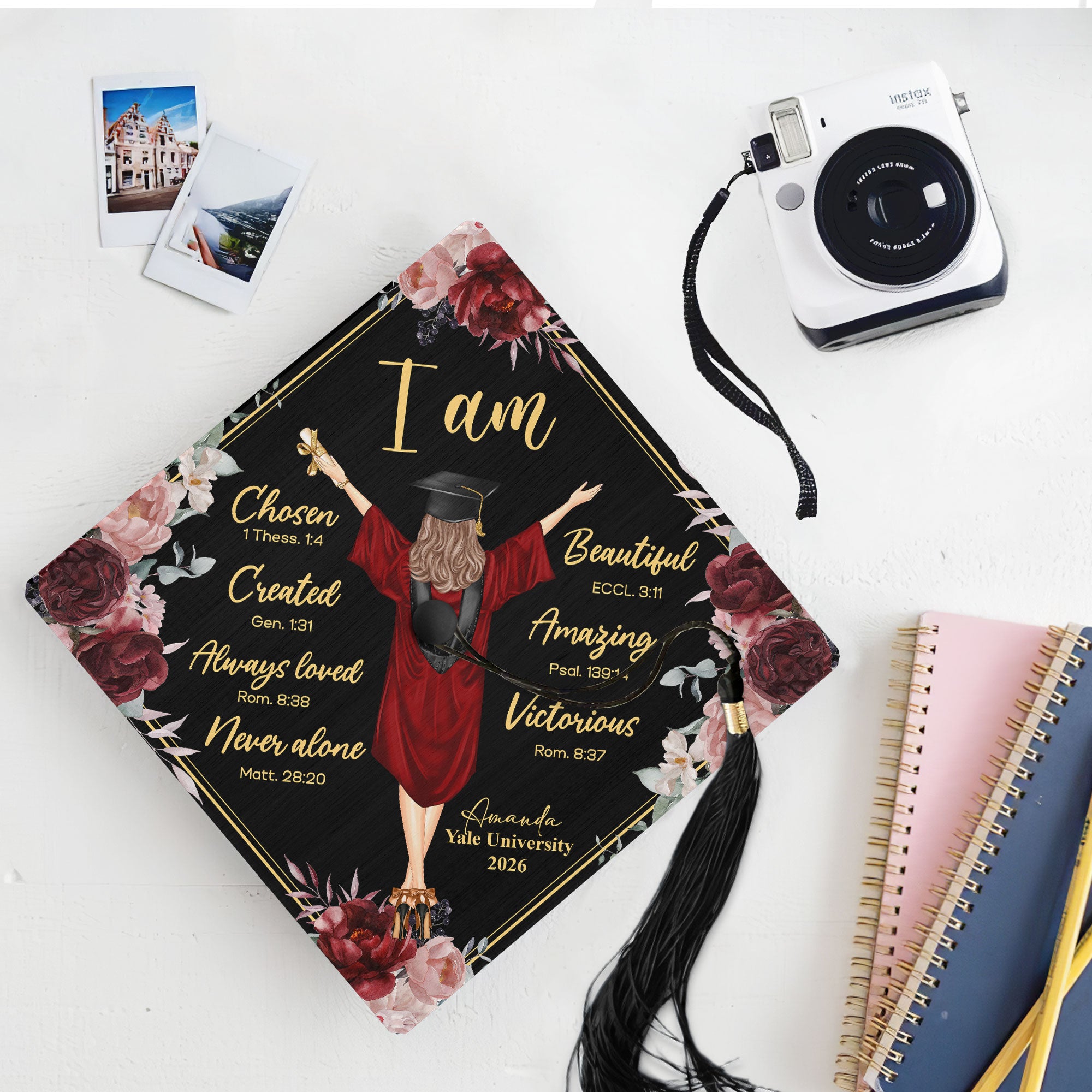 I Am Chosen Created Loved - Personalized Graduation Cap Topper
