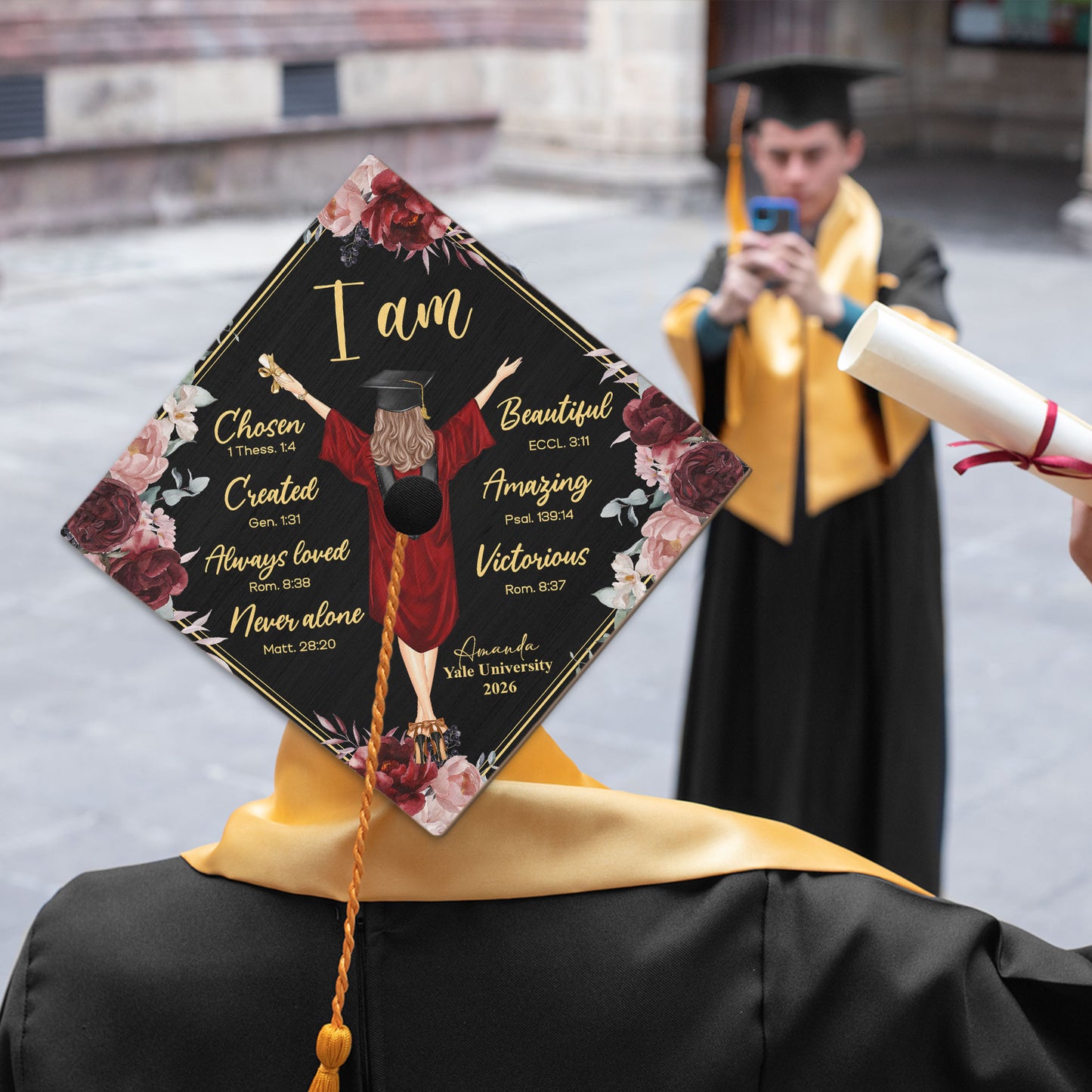 I Am Chosen Created Loved - Personalized Graduation Cap Topper