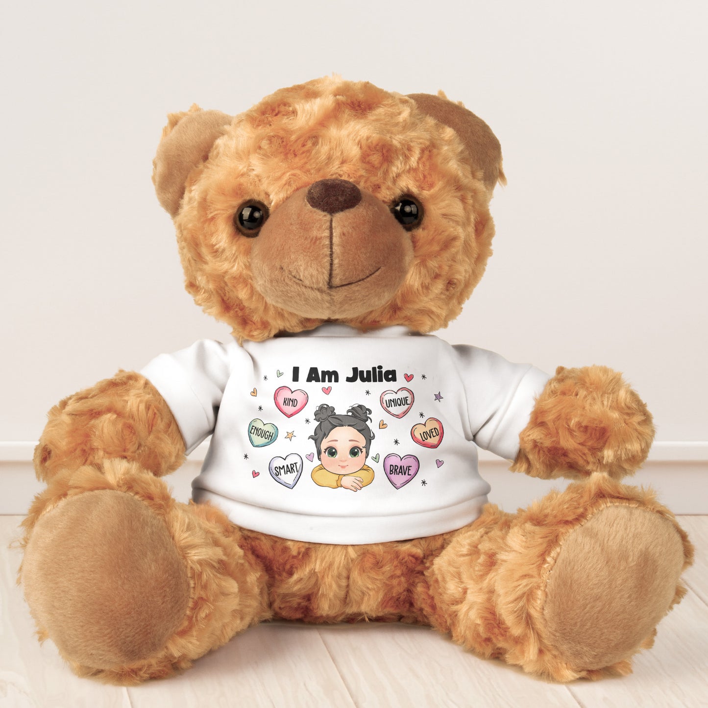 I Am - Kid Affirmations - For Son, Daughter - Teddy Bear With Personalized Shirt