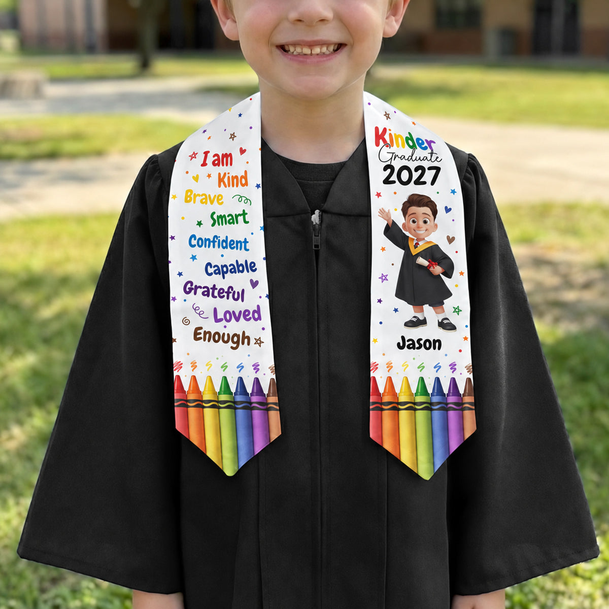 I Am Kind Affirmation Kinder Prek Graduation - Personalized Graduation Stole