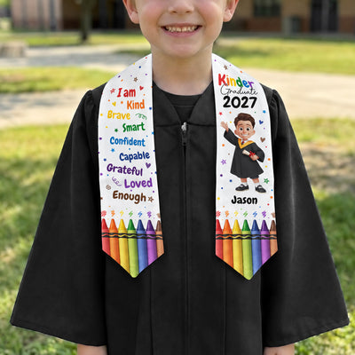 I Am Kind Affirmation Kinder Prek Graduation - Personalized Graduation Stole