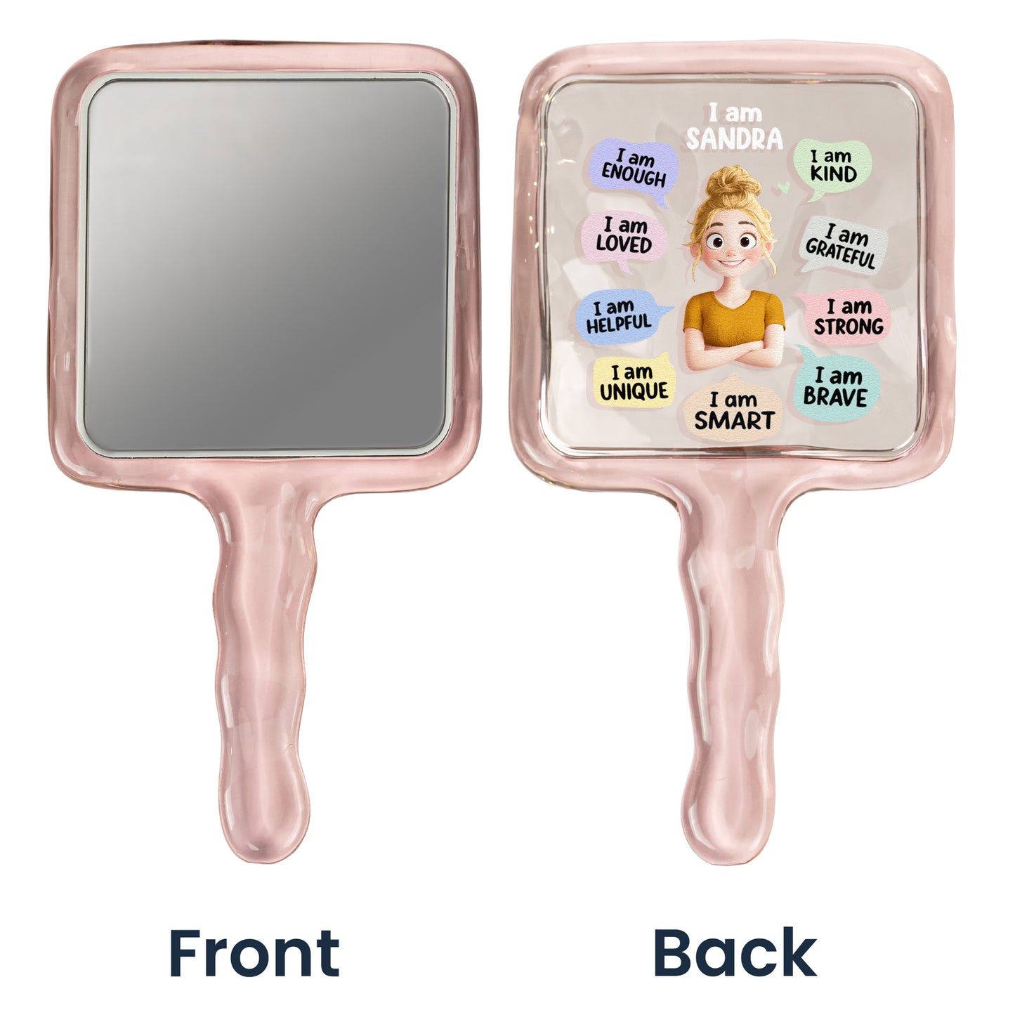 I Am Kind Affirmation - Personalized Handheld Mirror