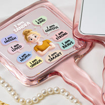I Am Kind Affirmation - Personalized Handheld Mirror