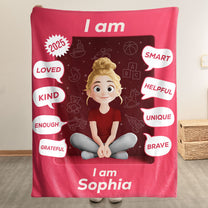 I Am Kind Kid Affirmation Toy Box - Personalized Blanket