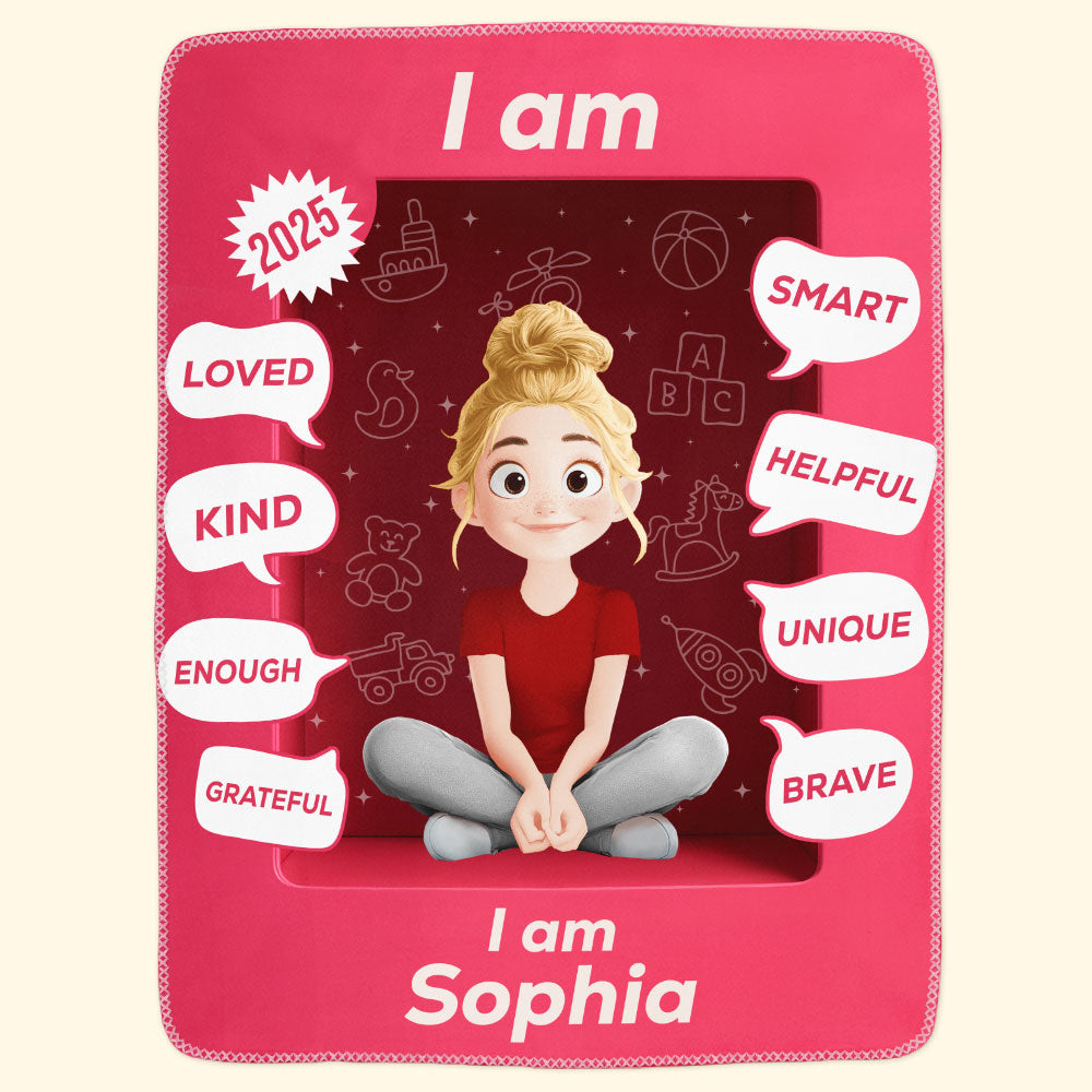 I Am Kind Kid Affirmation Toy Box - Personalized Blanket