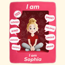 I Am Kind Kid Affirmation Toy Box - Personalized Blanket