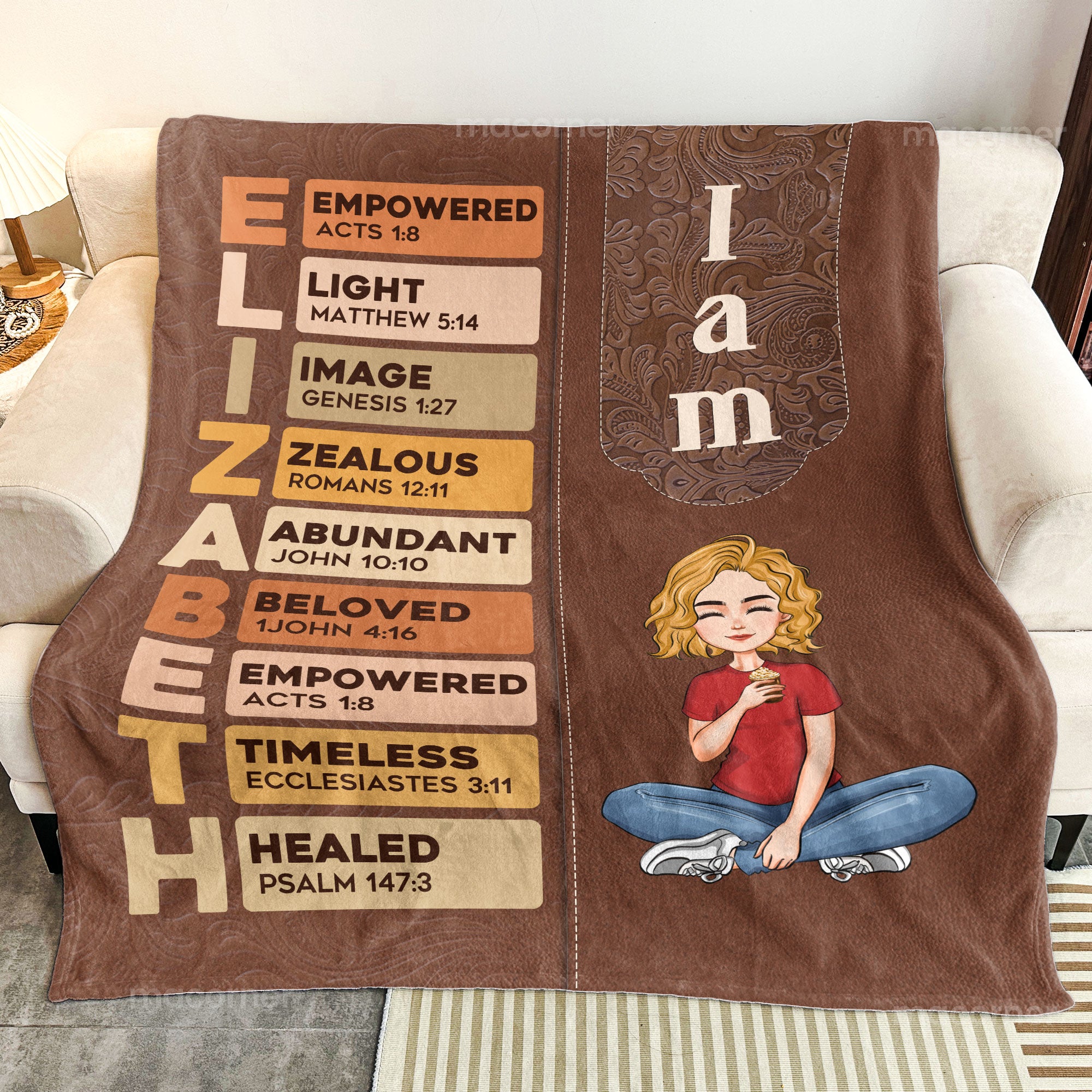 I Am Name Letter In Bible - Personalized Blanket